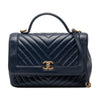 Chanel CC Chevron Aged Calfskin Top Handle Flap Secondhand