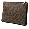 Fendi Zucca Coated Canvas Diagonal Front Zip Clutch Secondhand