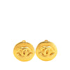 Chanel Gold Plated CC Round Clip On Earrings Secondhand