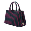 Prada Small Canvas Canapa Logo Stripes Tote Secondhand