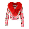 Secondhand Blumarine Floral Cardigan with Fur