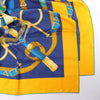Secondhand Hermès Carré 140 "Eperon d'Or" Silk handkerchief in Blue x Brown