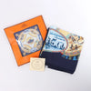 Secondhand Hermès Carré 90 "CAVALIERS PEULS" Silk handkerchief in Navy Blue