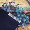 Secondhand Hermès Carré 90 "CAVALIERS PEULS" Silk handkerchief in Navy Blue