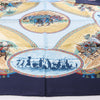 Secondhand Hermès Carré 90 "CAVALIERS PEULS" Silk handkerchief in Navy Blue