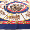 Secondhand Hermès Carré 90 "CHEVAUX DE TRAIT" Silk handkerchief in Navy Blue