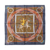 Hermès Carré 90 "FEUX D’ARTIFICE" Silk handkerchief in Navy Blue x Brown Secondhand