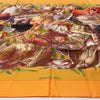 Hermès Carré 90 "GIBIERS" Silk handkerchief in Orange Secondhand