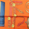 Hermès Carré 90 "LETTRES EQUESTRES" 100% Silk Scarf in Orange Secondhand