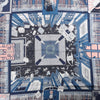 Hermès Carré 90 "Objets de Curiosite" Silk handkerchief in Blue x Gray Secondhand