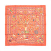 Hermès Carré 90 "Peuple du Vent" Silk handkerchief in Orange Secondhand