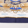 Hermès Carré 90 "RAILING" Silk handkerchief in Navy Blue Secondhand