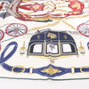 Hermès Carré 90 "STATELY WHEELS" Silk handkerchief in Ecru x Blue Secondhand