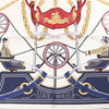 Hermès Carré 90 "STATELY WHEELS" Silk handkerchief in Ecru x Blue Secondhand