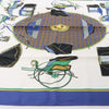 Hermès Carré 90 "LES VOITURES A TRANSFORMATION" Silk handkerchief in Blue Secondhand