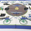 Hermès Carré 90 "LES VOITURES A TRANSFORMATION" Silk handkerchief in Blue Secondhand