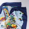 Hermès Carré 90 "THE ALFEE AUBE" Silk handkerchief in Navy Blue Secondhand