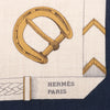 Hermès Carré Géant "Malines Chevaux Déchène" Cashmere & Silk handkerchief in Beige x Navy Blue Secondhand