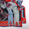 Hermès Carré Géant "SANGLES EN ZIGZAG" Cashmere x Silk scarf in Blue x Red Secondhand