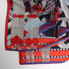 Hermès Carré Géant "SANGLES EN ZIGZAG" Cashmere x Silk scarf in Blue x Red Secondhand