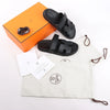 Secondhand HERMES Cypre Leather Sandals in Black, Size 38.5 EU