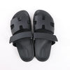 Secondhand HERMES Cypre Leather Sandals in Black, Size 38.5 EU
