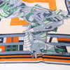 Hermès Carré 100 "ROBOCABAR" Cashmere and Silk Scarf in Blue x Orange Secondhand