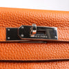 HERMÈS Kelly 28 Le Tournay Taurillon Clemence Handbag in Orange Silver Metal Fittings □H: 2004 Secondhand