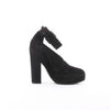 HERMES Leather & Suede Strap Heels in Black, Size 38 EU Secondhand