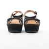 Secondhand HERMES Leather & Suede Wedge Sole Sandals in Black, Size 37 EU