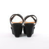 Secondhand HERMES Leather & Suede Wedge Sole Sandals in Black, Size 37 EU