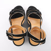 Secondhand HERMES Leather & Suede Wedge Sole Sandals in Black, Size 37 EU