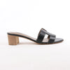HERMES OASIS Leather Sandals in Black, Size 37.5 EU Secondhand