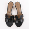 HERMES OASIS Leather Sandals in Black, Size 37.5 EU Secondhand