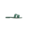 Secondhand HERMES Oran Epsom Leather Sandals in Vert Cactus Green, Size 39 EU