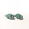 Secondhand HERMES Oran Epsom Leather Sandals in Vert Cactus Green, Size 39 EU