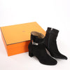 Hermes Saint Germain Kelly Metal Fittings Suede Ankle Boots in Black, Size 37 EU Secondhand
