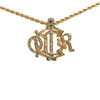 Dior Gold Plated Logo Crystal Pendant Necklace Secondhand