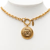 Chanel CC Gold Plated Round Pendant Necklace Secondhand
