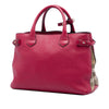 Burberry Medium Leather and House Check Canvas Banner Satchel Secondhand
