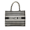 Dior Medium Canvas Houndstooth Embroidered Book Tote Secondhand