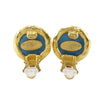 Secondhand Chanel CC Gold Plated and Resin Round Clip On Earrings