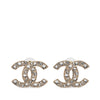 Chanel CC Gold Plated Strass Faux Pearl Push Back Earrings Secondhand