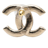 Chanel CC Gold Plated Strass Faux Pearl Push Back Earrings Secondhand