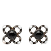 Chanel Brass Cabochon Enamel Strass Clip On Earrings Secondhand