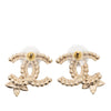 Chanel CC Gold Plated Faux Pearl Strass Resin Bullet Back Earrings Secondhand