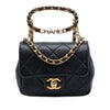 Chanel Mini Quilted Lambskin Oval Logo Chain Top Handle Flap Secondhand