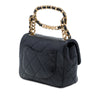 Chanel Mini Quilted Lambskin Oval Logo Chain Top Handle Flap Secondhand