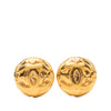 Chanel CC Gold Plated Round Clip On Earrings Secondhand