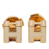 Hermès Gold Plated Enamel Cage dH Cube Earrings Secondhand